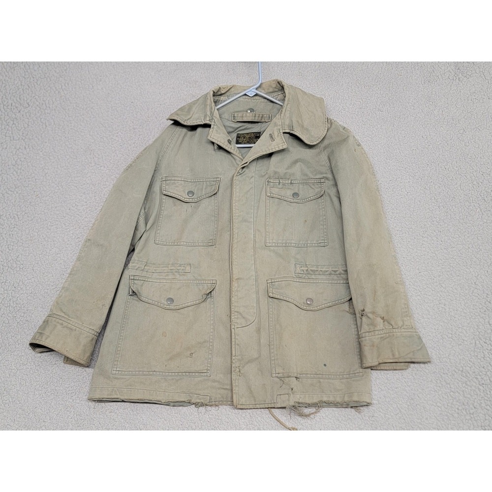 Vintage US Air Force M65 Field Jacket Mens Small Green Sateen Military 50s